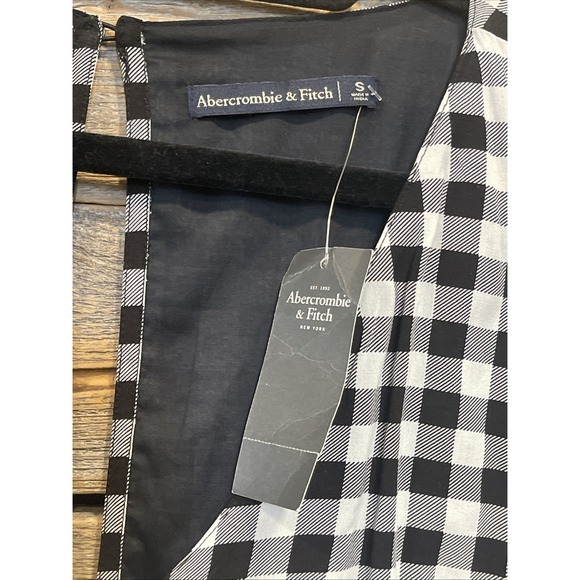 NWT Abercrombie & Fitch Dress Women's Size S Black/White Checkered Fit & Flare‎ - Picture 7 of 12